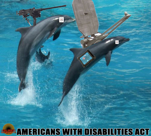 GUARD DOLPHINS DEFEND FREEDOM ON THE HIGH SEAS artist's impression of pending ADA amendment