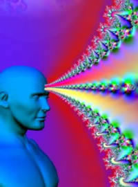 This artist's rendition of Steven Phelps ideas around human telepathy uses psychedelic colors to illustrate how fucked up Steven was at the time "Mental Wi-Fi"