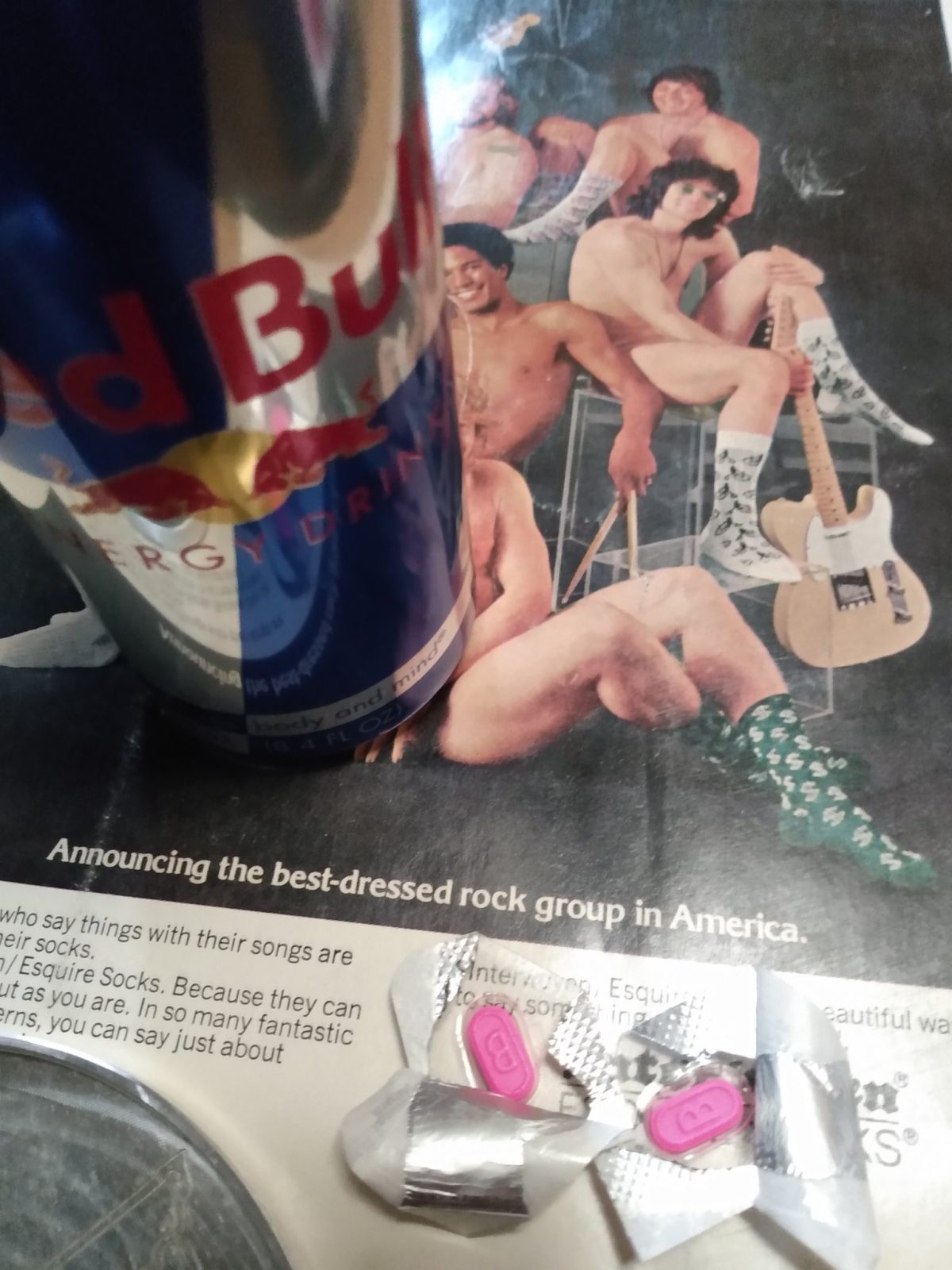 Dr. Angstrom Troubadour recommends one can of Red Bull for every two tablets of Benadryl allergy medicine.