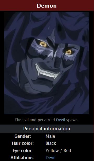 Vicious and sex crazed, the demon is very aggressive, showing no sign of remorse or empathy when assaulting Takashiro.