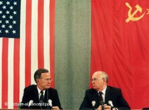 Gorbachev announces "New Cold War," rallies Soviets to seek New World Order that isn't totally dominated by American power.